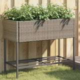Garden Planters with Shelf 2 pcs Grey 90x40x75 cm Poly Rattan