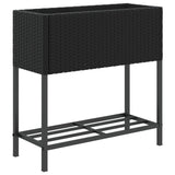 Garden Planters with Shelf 2 pcs Black 70x28x70 cm Poly Rattan