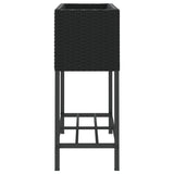 Garden Planters with Shelf 2 pcs Black 70x28x70 cm Poly Rattan
