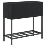 Garden Planters with Shelf 2 pcs Black 70x28x70 cm Poly Rattan