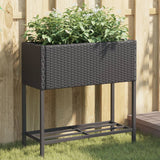 Garden Planters with Shelf 2 pcs Black 70x28x70 cm Poly Rattan