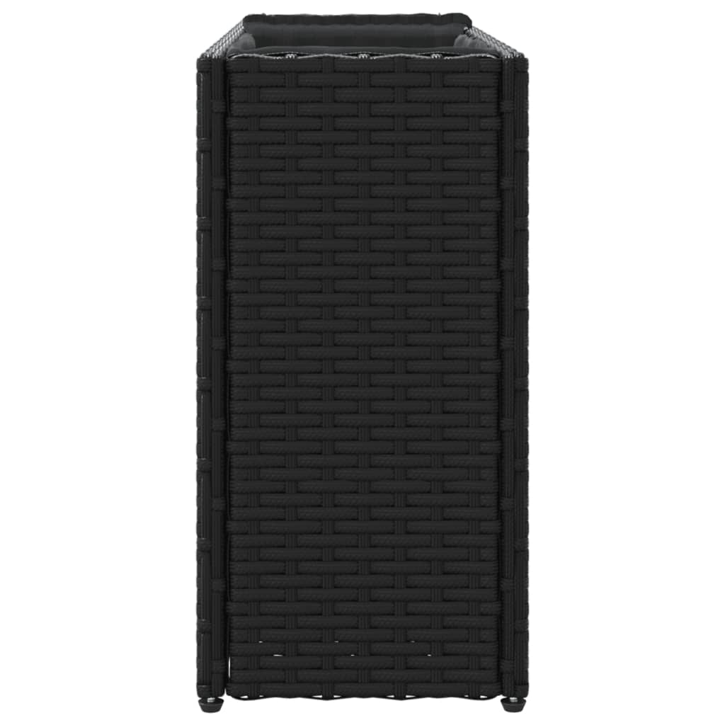 Garden Planters with 2 Pots 2 pcs Black 90x20x40 cm Poly Rattan