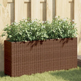 Garden Planters with 2 Pots 2 pcs Brown 90x20x40 cm Poly Rattan