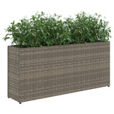 Garden Planters with 2 Pots 2 pcs Grey 90x20x40 cm Poly Rattan