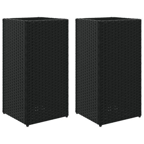 Garden Planters 2 pcs Black 30x30x60 cm Poly Rattan
