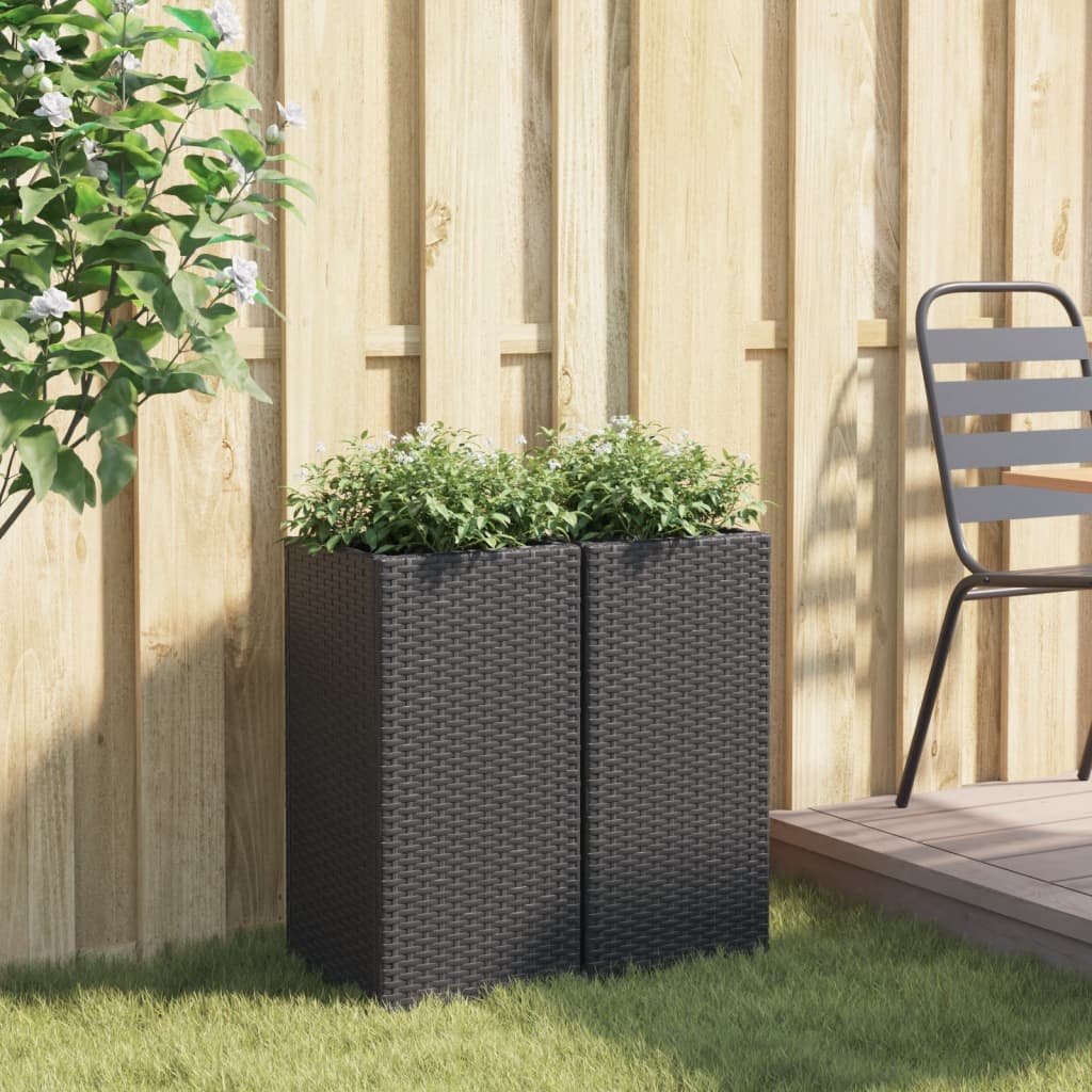 Garden Planters 2 pcs Black 30x30x60 cm Poly Rattan