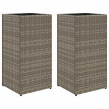 Garden Planters 2 pcs Grey 30x30x60 cm Poly Rattan