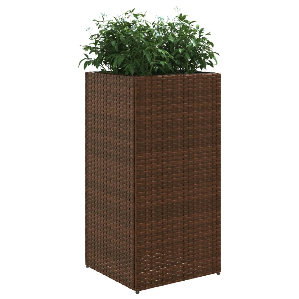 Garden Planters 2 pcs Brown 40x40x80 cm Poly Rattan