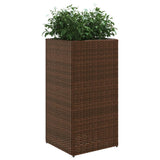 Garden Planters 2 pcs Brown 40x40x80 cm Poly Rattan