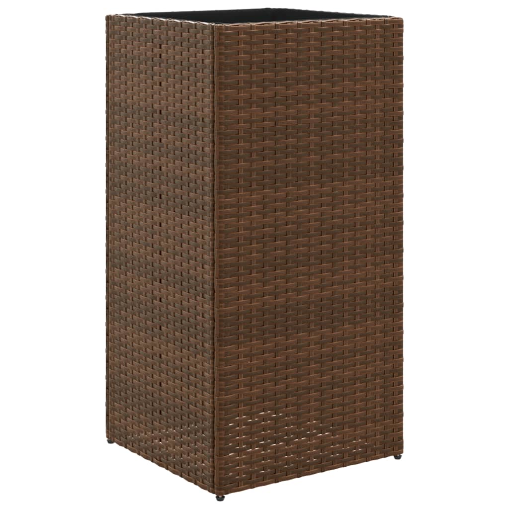 Garden Planters 2 pcs Brown 40x40x80 cm Poly Rattan