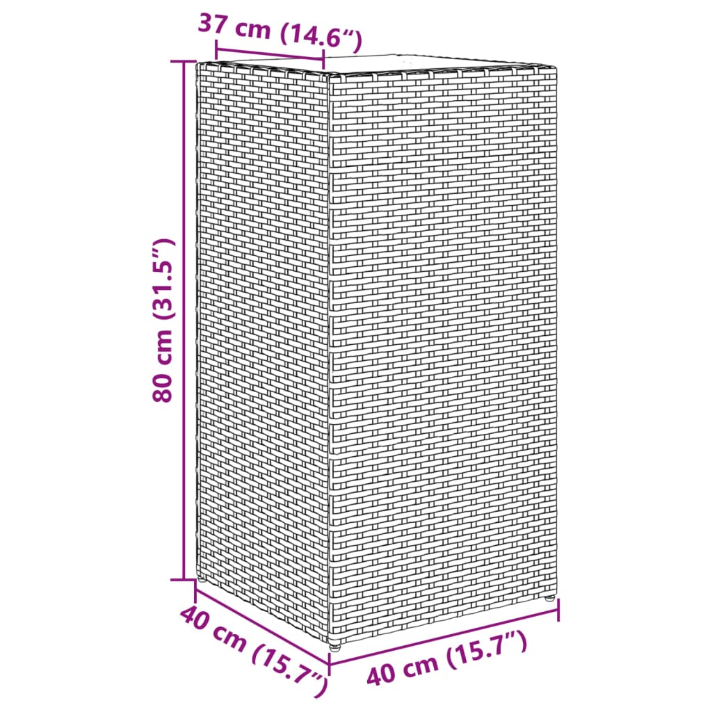 Garden Planters 2 pcs Brown 40x40x80 cm Poly Rattan