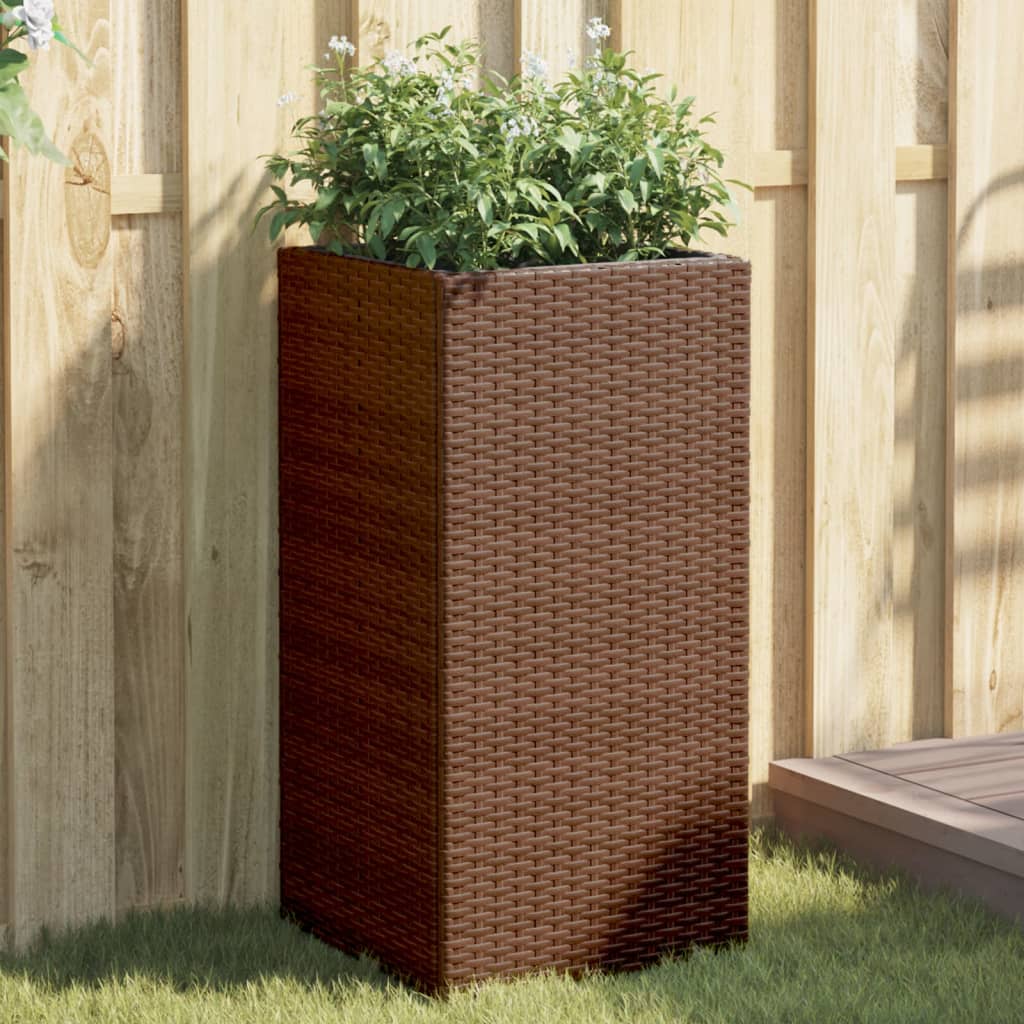 Garden Planters 2 pcs Brown 40x40x80 cm Poly Rattan
