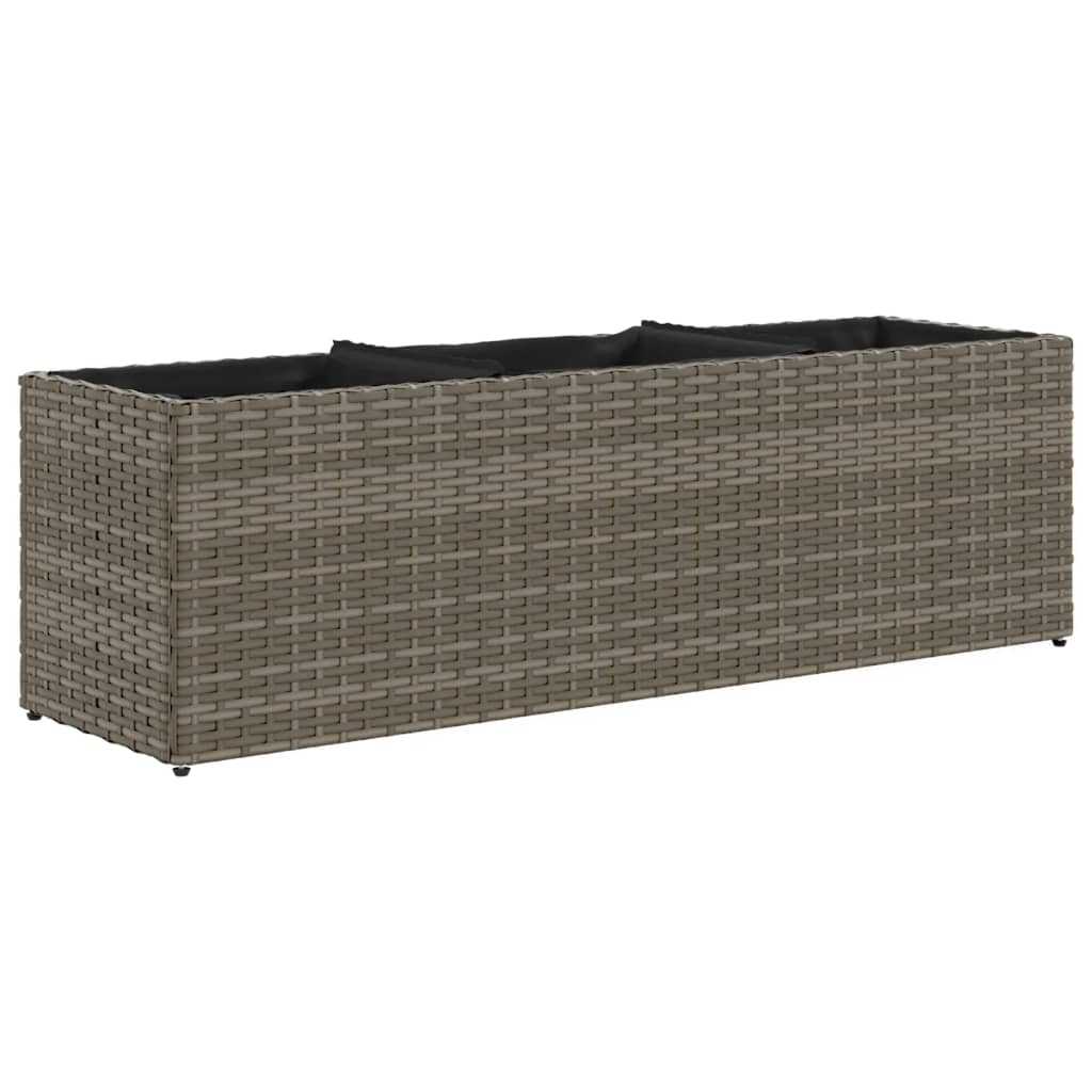 Garden Planters with 3 Pots 2 pcs Grey 105x30x32 cm Poly Rattan
