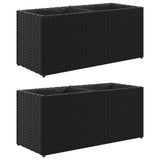 Garden Planters with 2 Pots 2 pcs Black 72x30x32 cm Poly Rattan