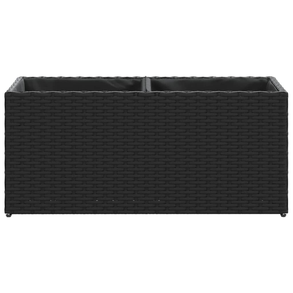 Garden Planters with 2 Pots 2 pcs Black 72x30x32 cm Poly Rattan