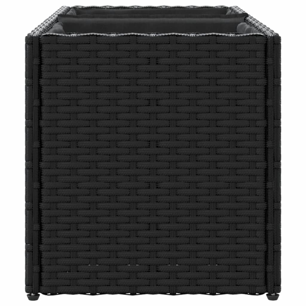 Garden Planters with 2 Pots 2 pcs Black 72x30x32 cm Poly Rattan