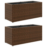 Garden Planters with 2 Pots 2 pcs Brown 72x30x32 cm Poly Rattan
