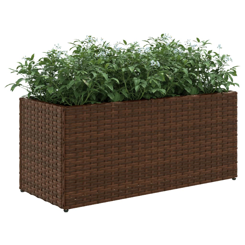 Garden Planters with 2 Pots 2 pcs Brown 72x30x32 cm Poly Rattan