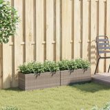 Garden Planters with 2 Pots 2 pcs Grey 72x30x32 cm Poly Rattan