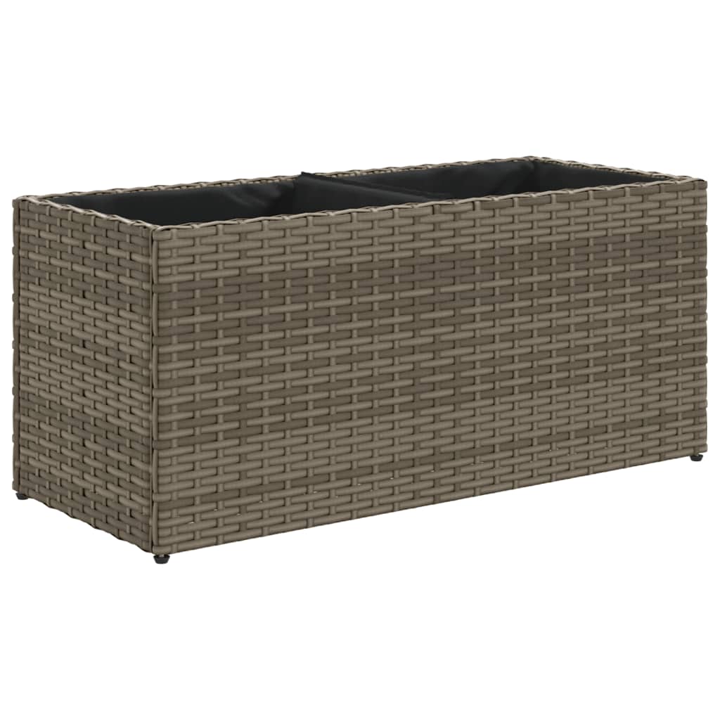 Garden Planters with 2 Pots 2 pcs Grey 72x30x32 cm Poly Rattan
