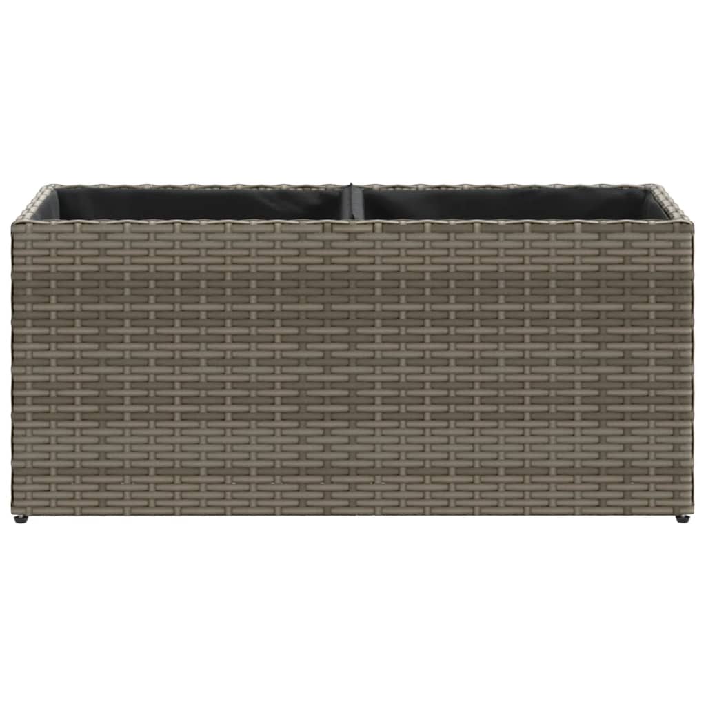 Garden Planters with 2 Pots 2 pcs Grey 72x30x32 cm Poly Rattan
