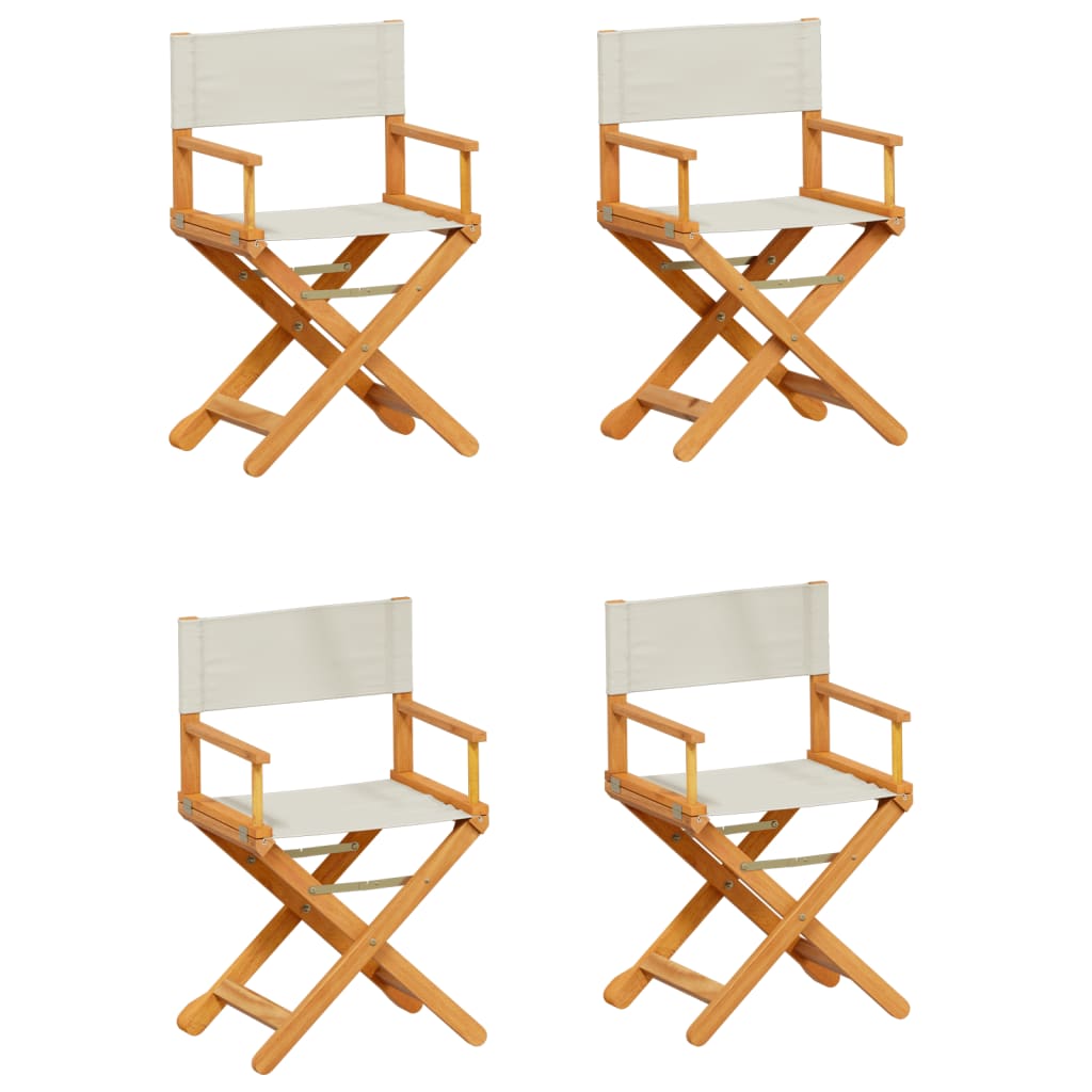 4 Piece Folding Garden Chairs Cream White Fabric