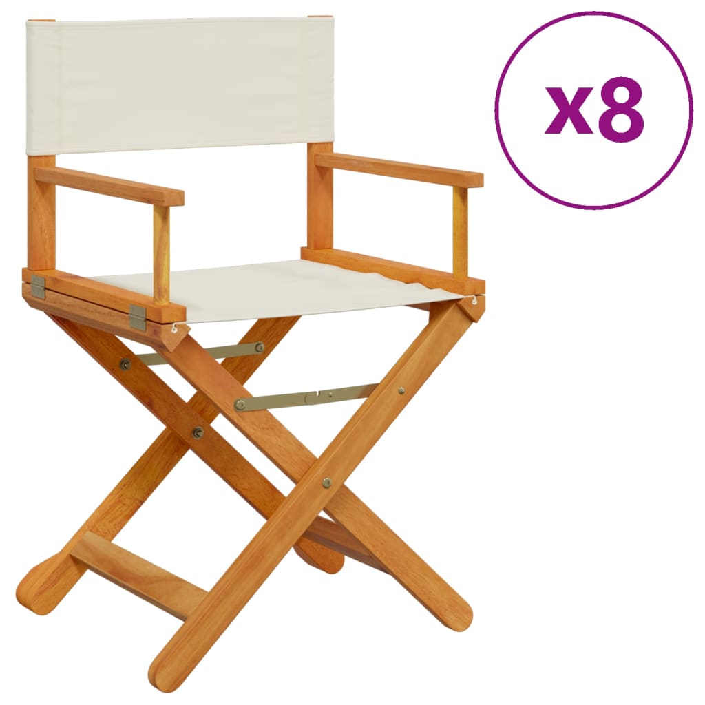 vidaXL 8 Piece Folding Garden Chairs Cream White Fabric