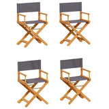 4 Piece Folding Garden Chairs Dark Grey Fabric