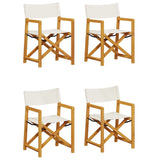 4 Piece Folding Garden Chairs Cream White Fabric