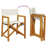 4 Piece Folding Garden Chairs Cream White Fabric