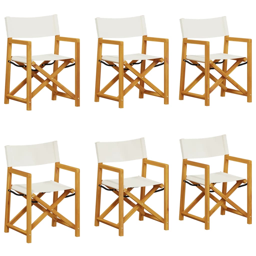 vidaXL 6 Piece Folding Garden Chairs Cream White Fabric