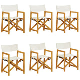 6 Piece Folding Garden Chairs Cream White Fabric