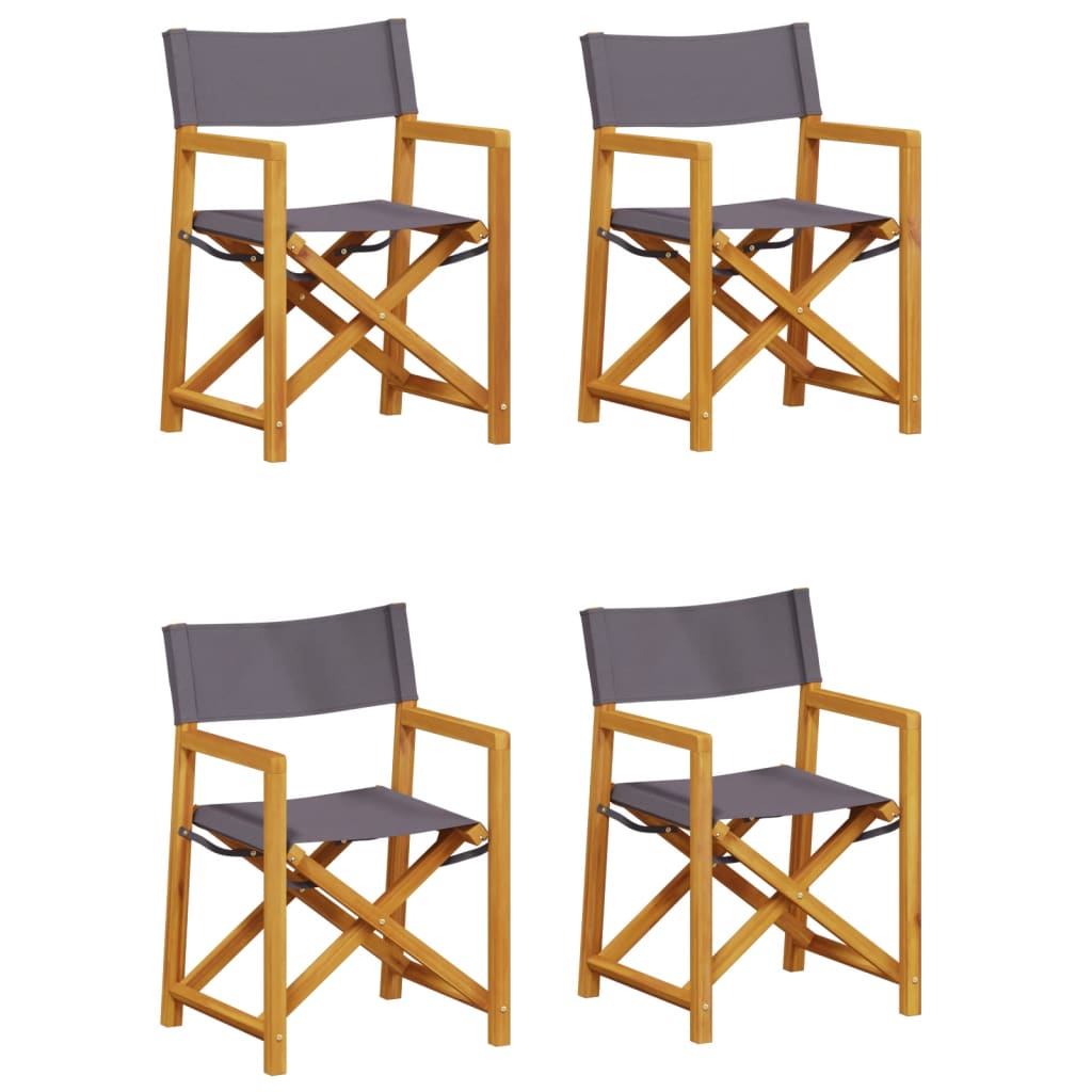 4 Piece Folding Garden Chairs Dark Grey Fabric