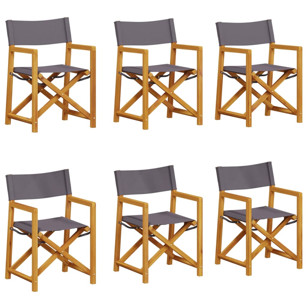 6 Piece Folding Garden Chairs Dark Grey Fabric