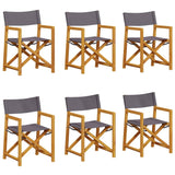 6 Piece Folding Garden Chairs Dark Grey Fabric