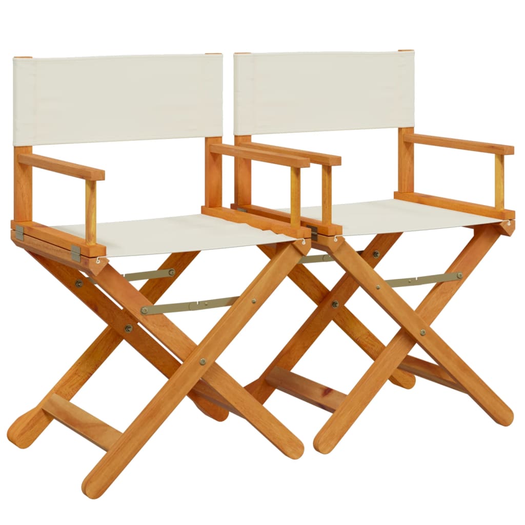 Folding Director Chairs 2 pcs Cream White Fabric