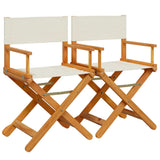 Folding Director Chairs 2 pcs Cream White Fabric