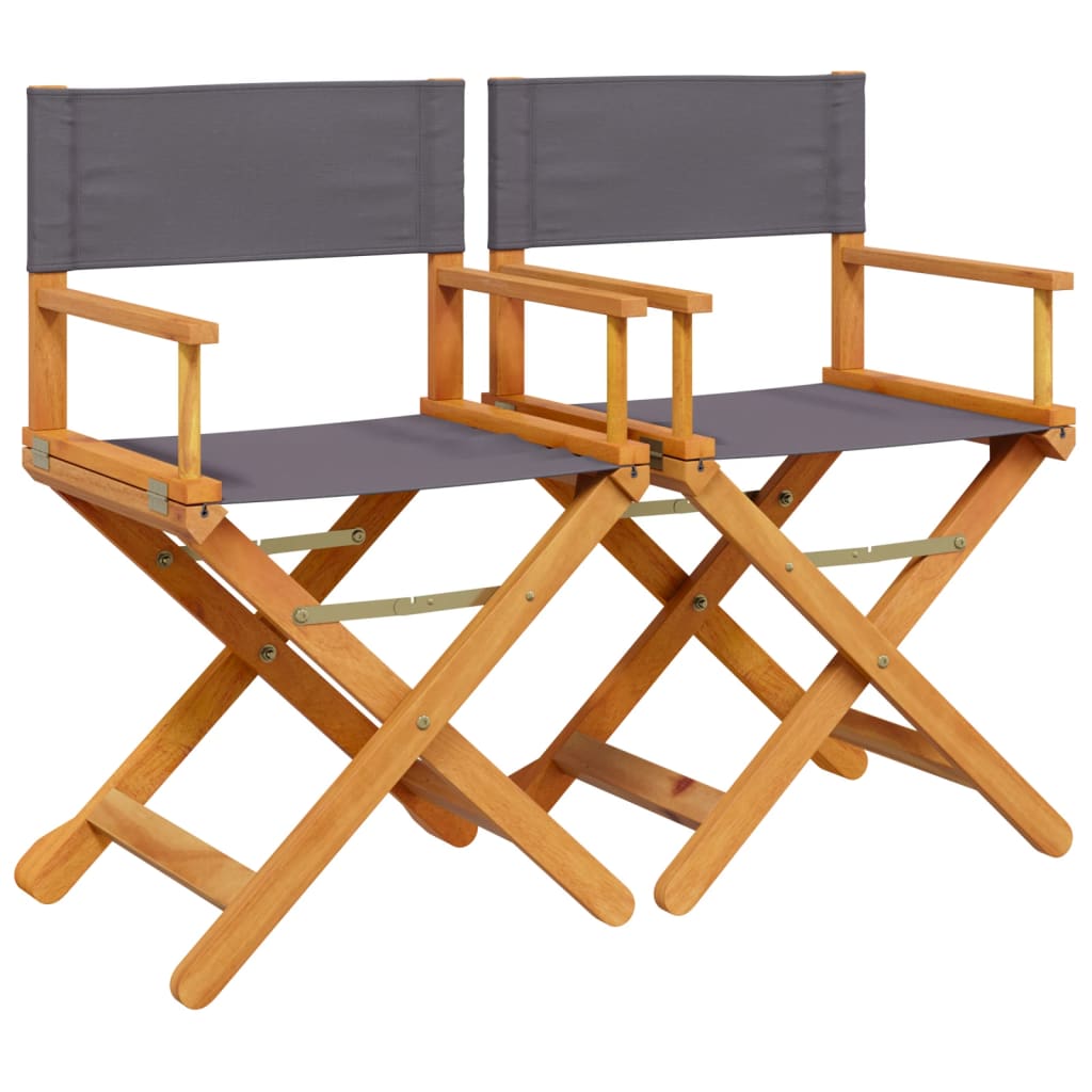 Folding Director Chairs 2 pcs Dark Grey Fabric