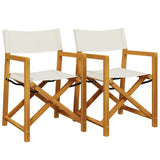 Folding Director Chairs 2 pcs Cream White Fabric