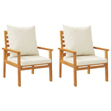 Garden Sofa Chair 2pcs with Cushion Solid Wood Acacia