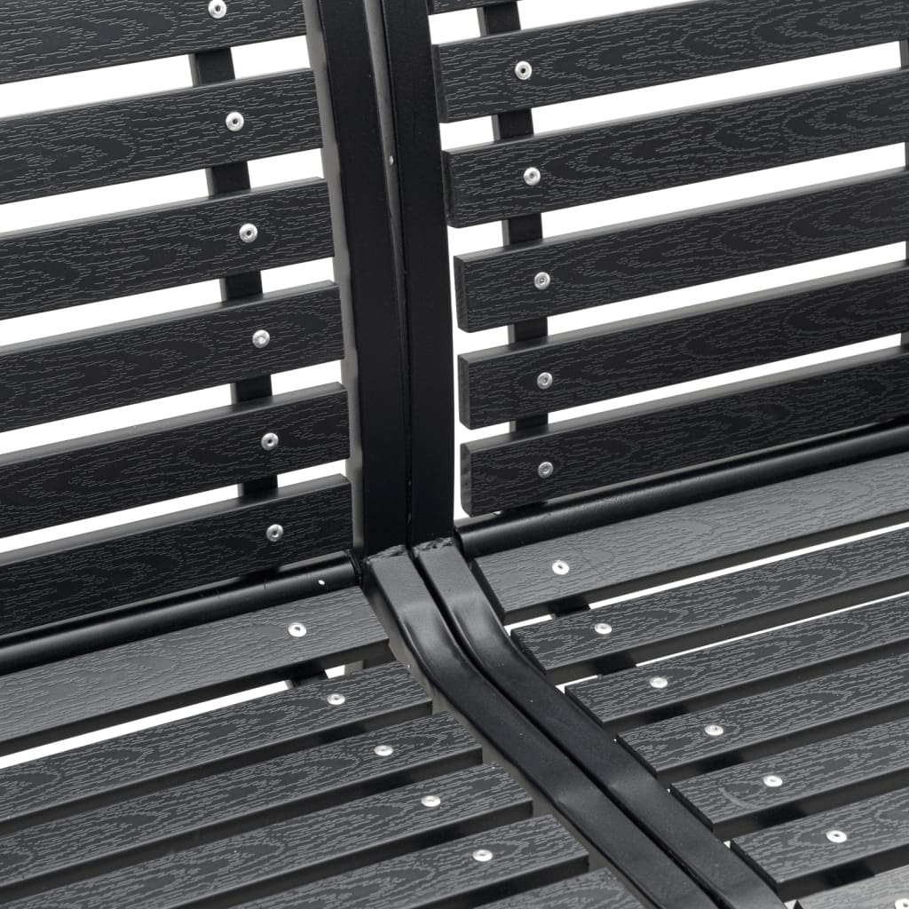 Twin Garden Bench Black 231 cm Steel and WPC