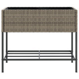 Garden Planter with Shelf Grey Poly Rattan