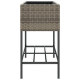 Garden Planter with Shelf Grey Poly Rattan
