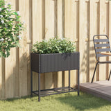 Garden Planter with Shelf Black Poly Rattan