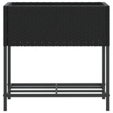 Garden Planter with Shelf Black Poly Rattan