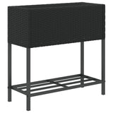 Garden Planter with Shelf Black Poly Rattan