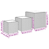 Garden Planters 3 pcs Black Poly Rattan