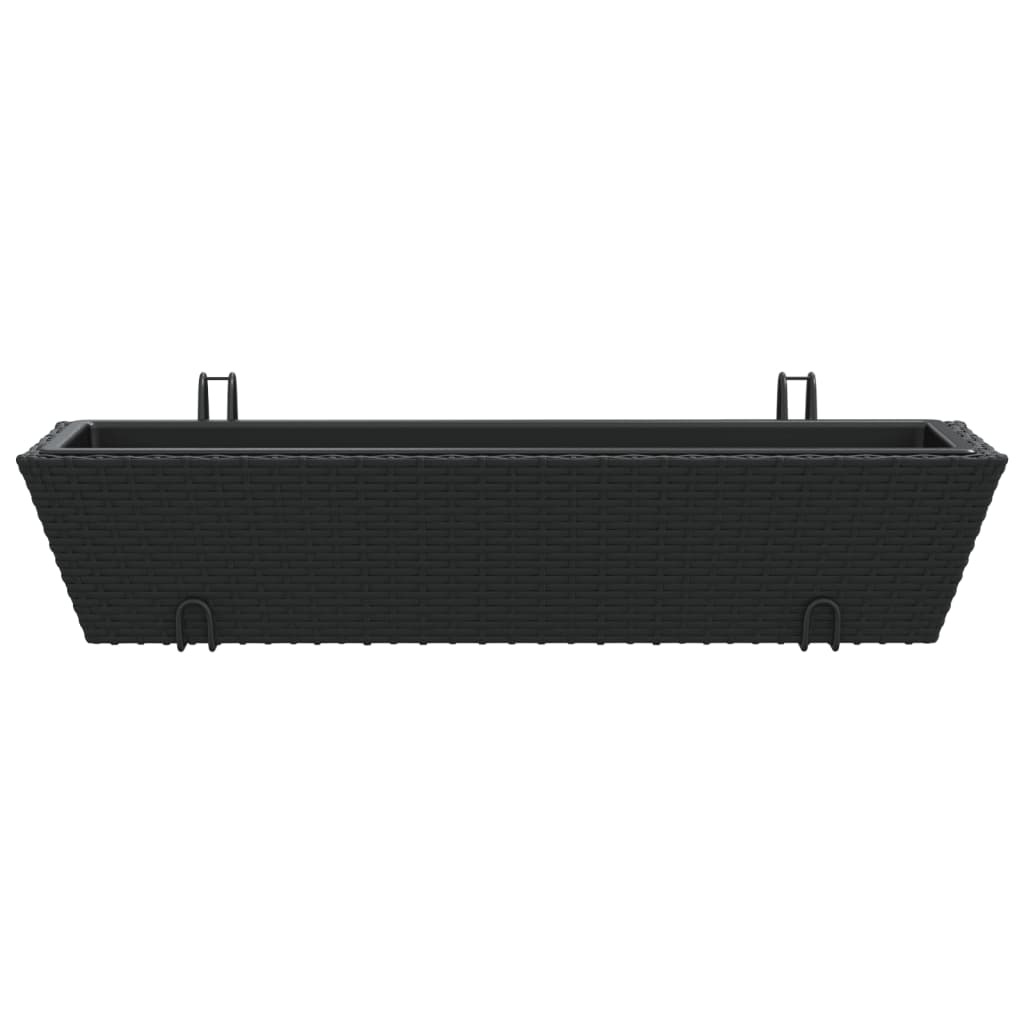 Planters with hooks 2 pcs Black Poly Rattan