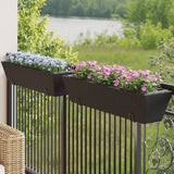 Planters with hooks 2 pcs Black Poly Rattan