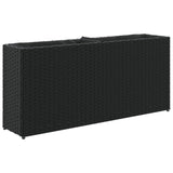 Garden Planter with 2 Pots Black 90x20x40 cm Poly Rattan
